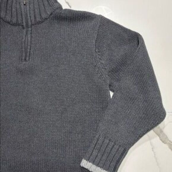 OLD NAVY Boys 1/4 Zip Grey Gray Tight Knit 100% Cotton Collared Sweater Size M - Picture 5 of 16